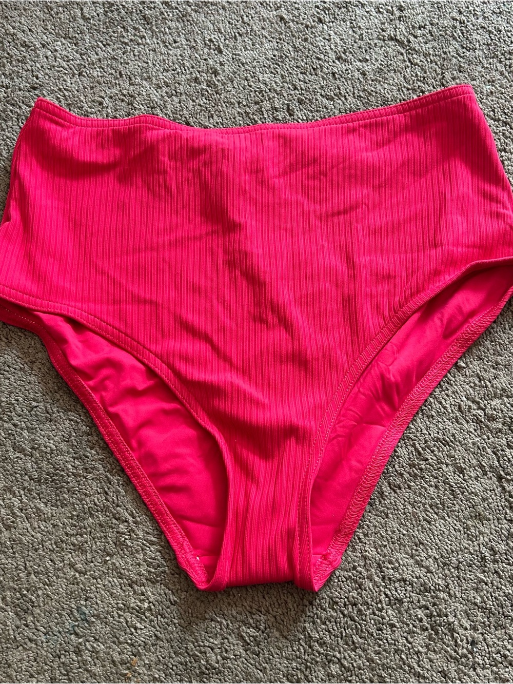 Zimmermann Ribbed High-Waist Bikini Bottom - Bright Pink